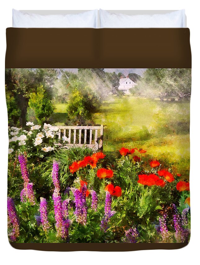 Savad Duvet Cover featuring the photograph Flower - Poppy - Piece of heaven by Mike Savad