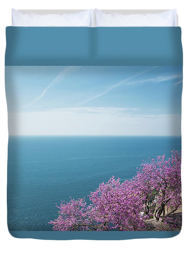 Scenics Duvet Cover featuring the photograph Flowering Trees On The Amalfi Coast by Buena Vista Images