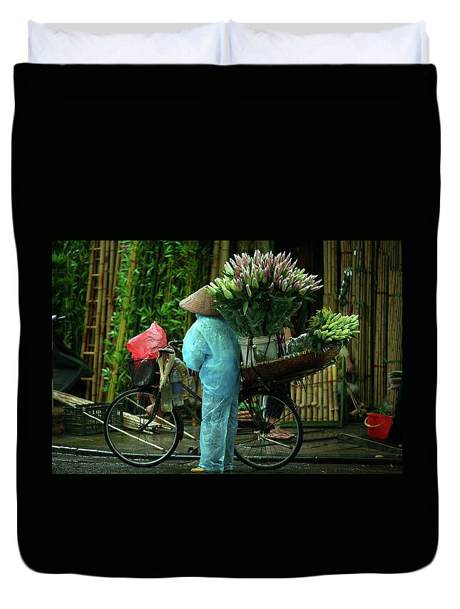 Hanging Duvet Cover featuring the photograph Flowers Of Silence by Vietnam