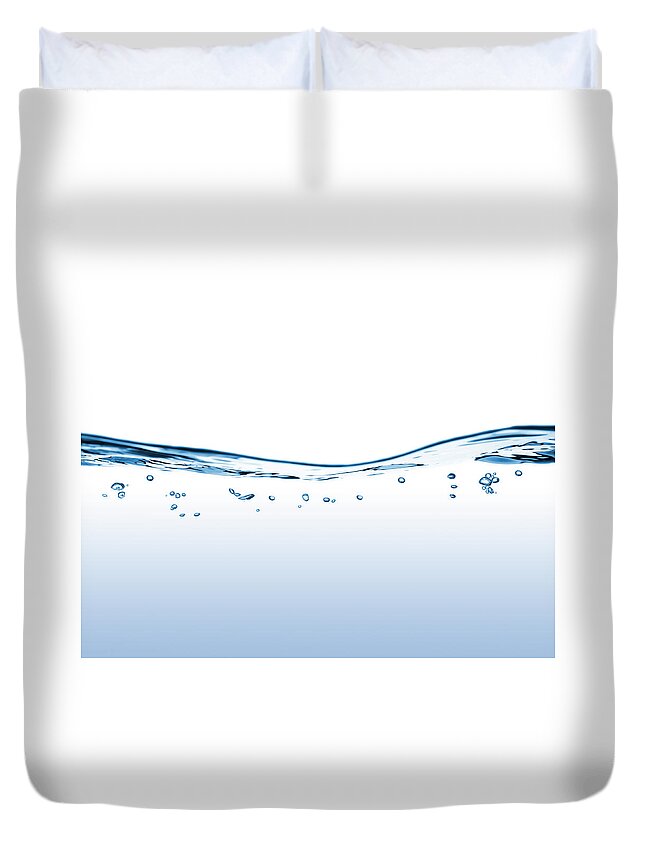 Water's Edge Duvet Cover featuring the photograph Flowing Water With Bubbles by Funky-data