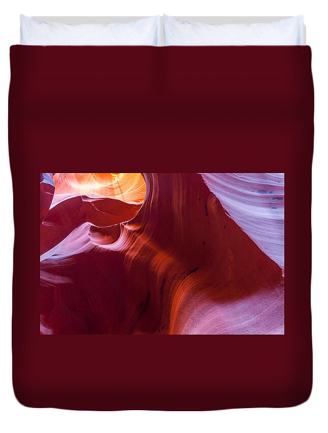 Antelope Canyon Duvet Cover featuring the photograph Fluorescent Rocks by Jason Chu