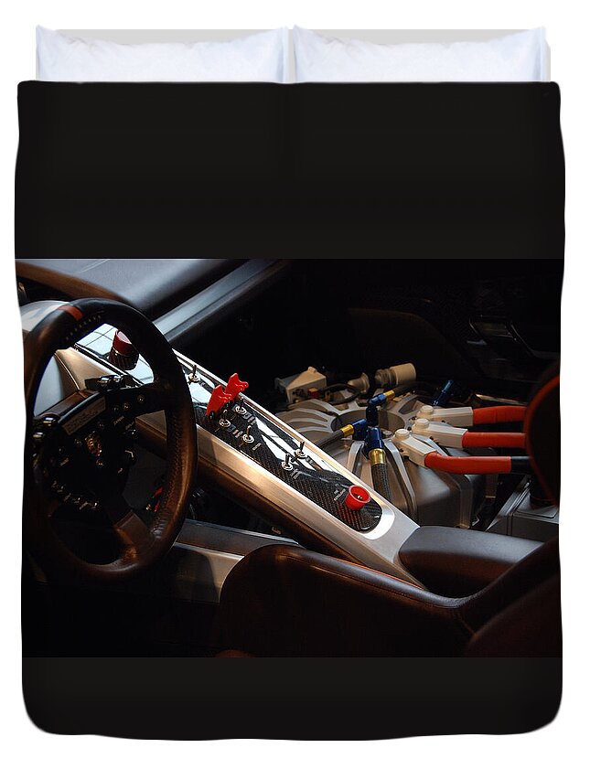 Automotive Details Duvet Cover featuring the photograph Flux Capacitor by John Schneider