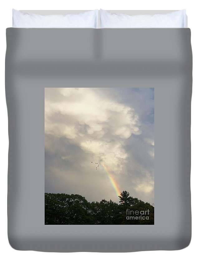 Rainbow Duvet Cover featuring the photograph Flying Ahead by Joe Geraci