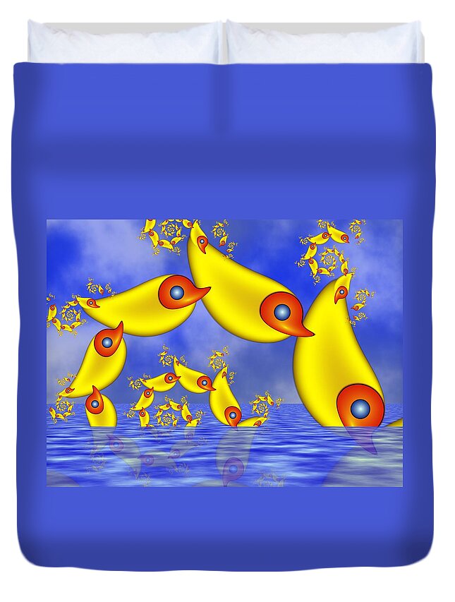 Childsroom Duvet Cover featuring the digital art Jumping Fantasy Animals by Gabiw Art