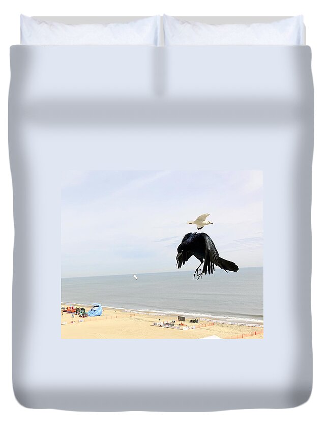 Virginia Beach Duvet Cover featuring the photograph Flying Evil With Bad Intentions by Rick Rosenshein