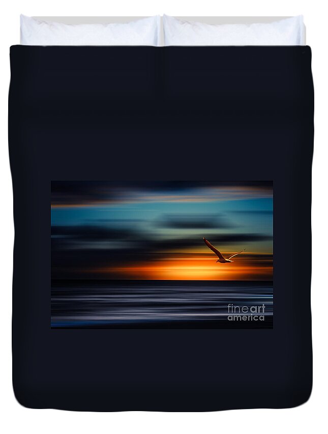 Sylt Duvet Cover featuring the photograph Flying Into The Sunset by Hannes Cmarits