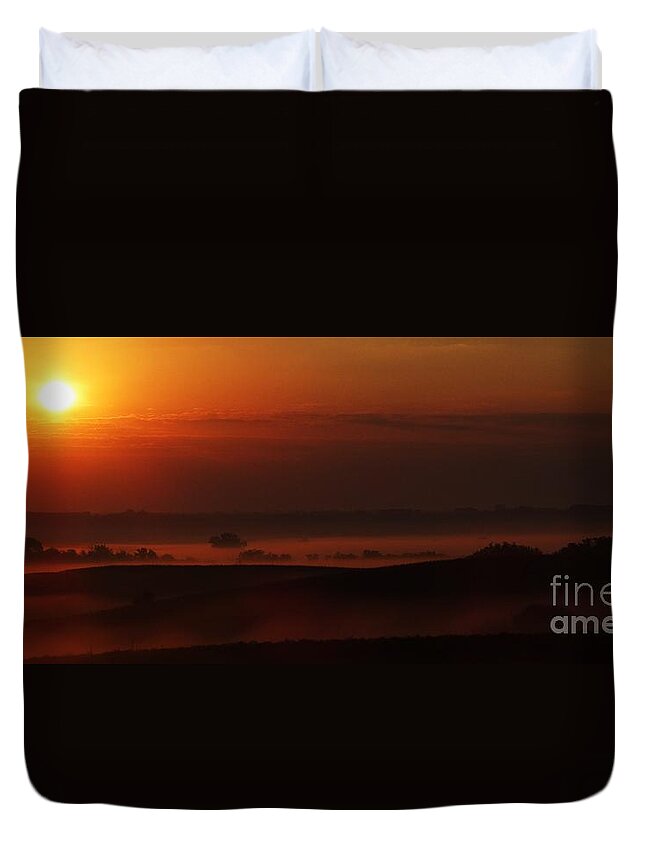 Photo Landscapes Duvet Cover featuring the photograph Fog at Sunrise by J L Zarek