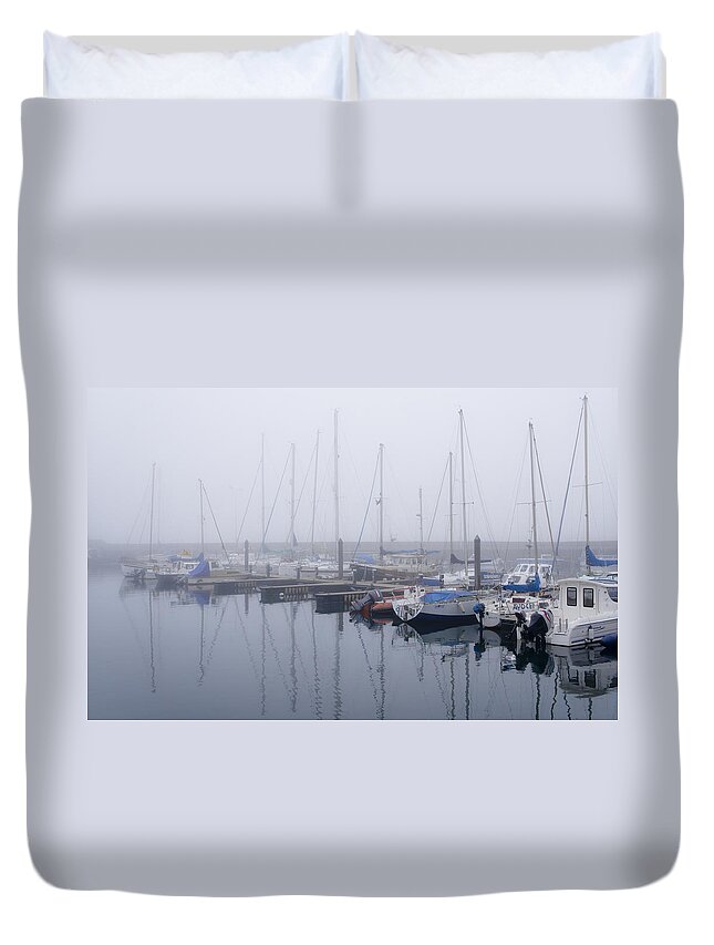 Marina Duvet Cover featuring the photograph Fog in Marina I by Elena Perelman