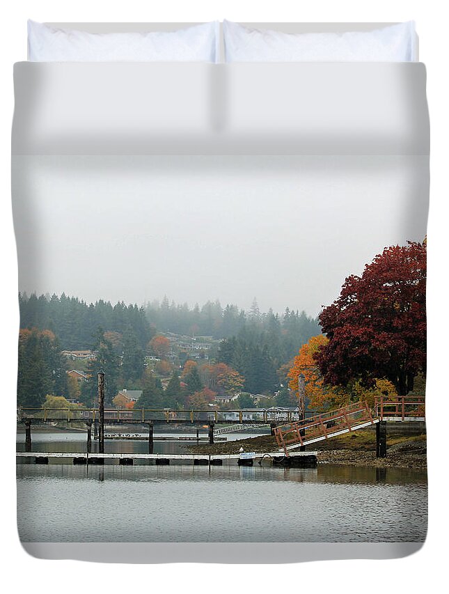 Gig Harbor Duvet Cover featuring the photograph Foggy Day in October by E Faithe Lester