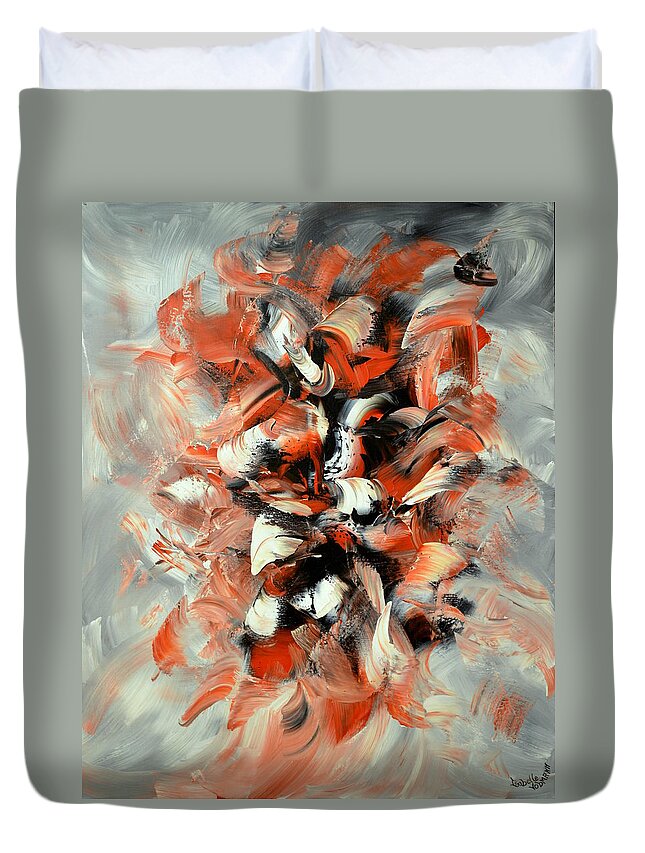 Abstract Duvet Cover featuring the painting Folies bergeres by Isabelle Vobmann