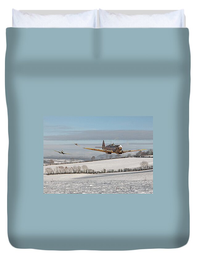Aircraft Duvet Cover featuring the digital art Follow my Leader by Pat Speirs