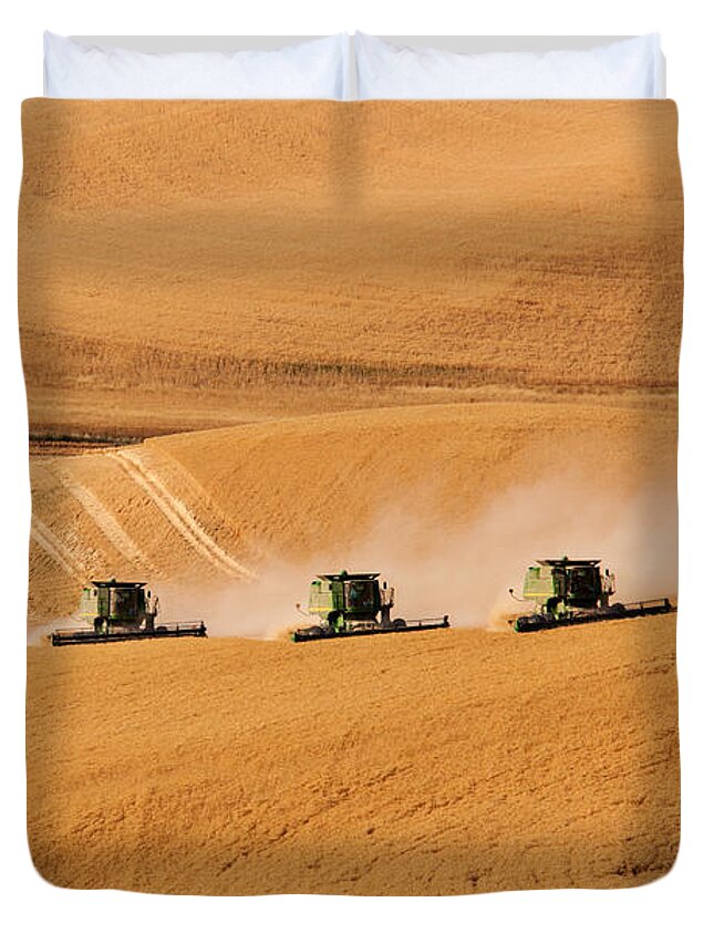 Harvest Duvet Cover featuring the photograph Follow The Leader by Mary Jo Allen