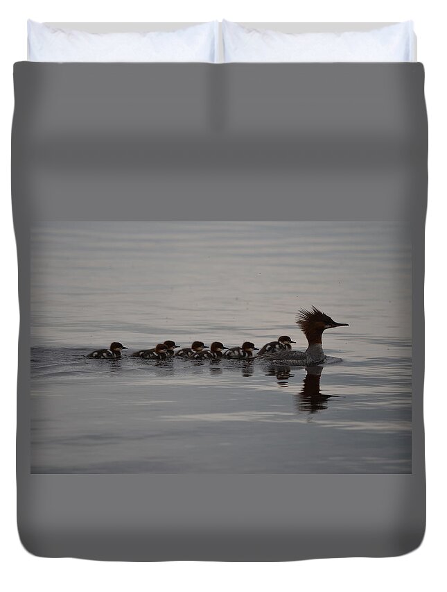 Nature Duvet Cover featuring the photograph Following Mom by James Petersen