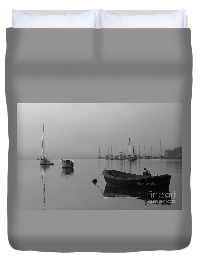 Folly Creek Duvet Cover featuring the photograph Folly Creek Fog by Donnie Whitaker