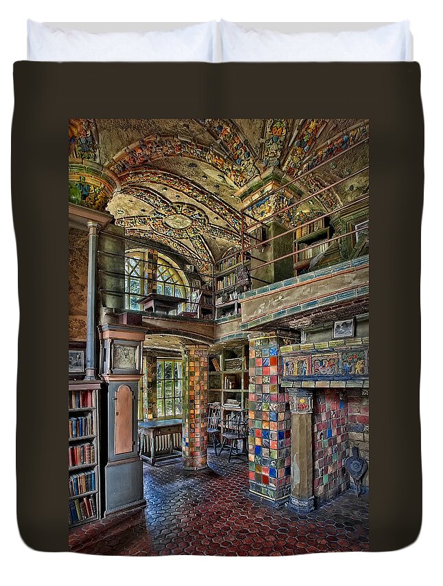 Castle Duvet Cover featuring the photograph Fonthill Castle Library Room by Susan Candelario