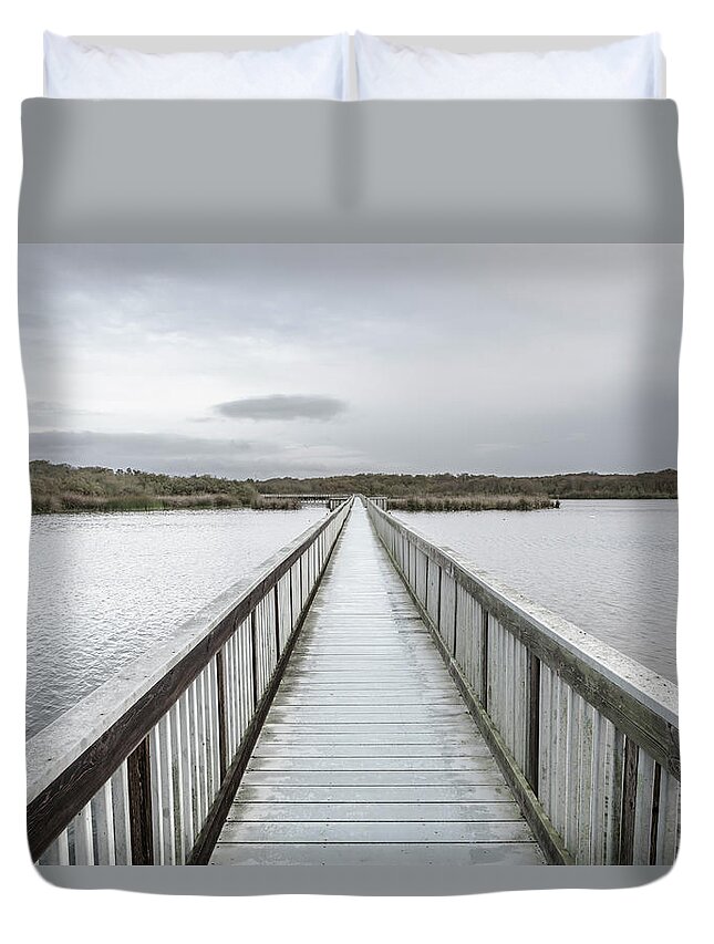 Tranquility Duvet Cover featuring the photograph Footbridge At Oso Flaco Lake State Park by David Madison