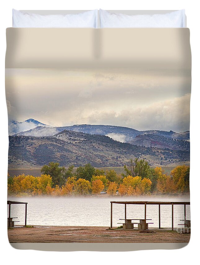 Autumns Duvet Cover featuring the photograph Foothills Reservoir Boulder County by James BO Insogna