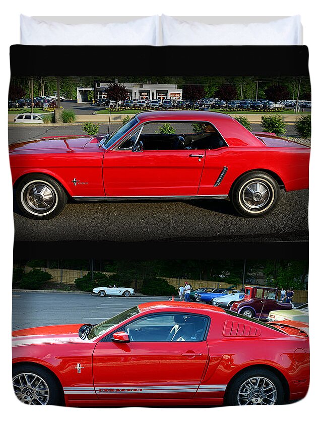 Paul Ward Duvet Cover featuring the photograph Ford Mustang Old or New by Paul Ward