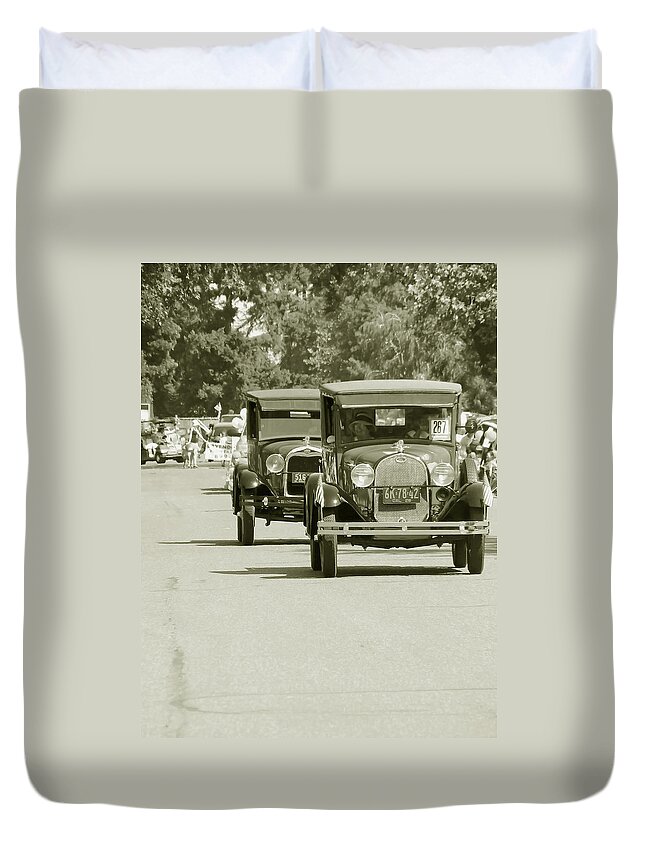 Ford Duvet Cover featuring the photograph Fords on Parade by Pamela Patch