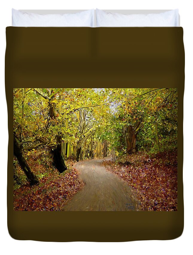 Trees Duvet Cover featuring the painting Forest Pathway by Bruce Nutting