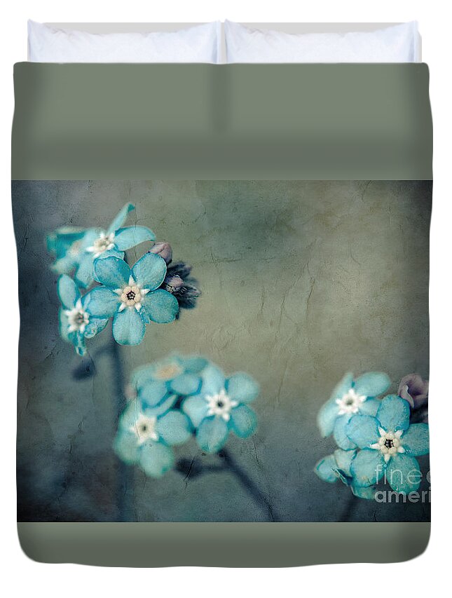 Blue Duvet Cover featuring the photograph Forget Me Not 01 - s22dt06 by Variance Collections