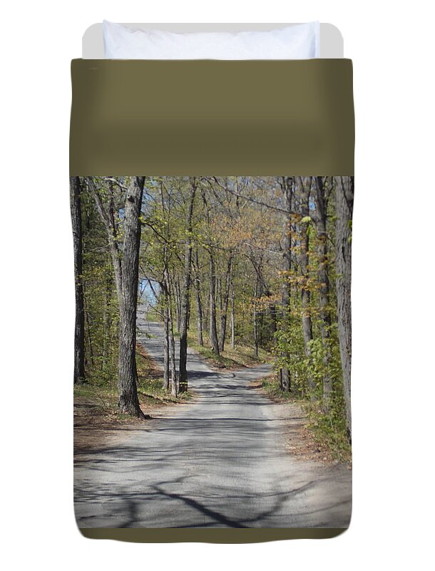 Greenfield Duvet Cover featuring the photograph Fork In The Road by Catherine Gagne