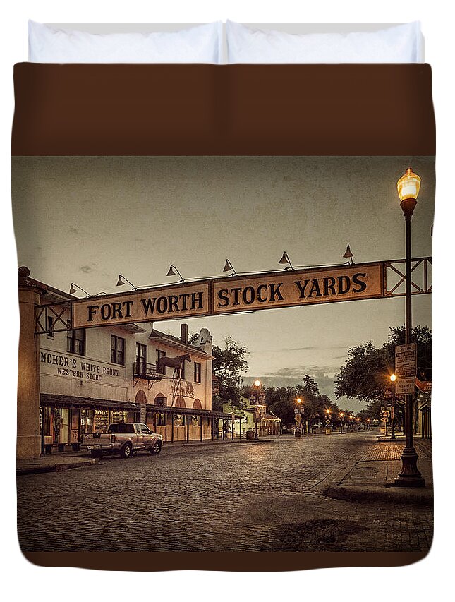 Stockyards Duvet Cover featuring the photograph Fort Worth StockYards by Joan Carroll