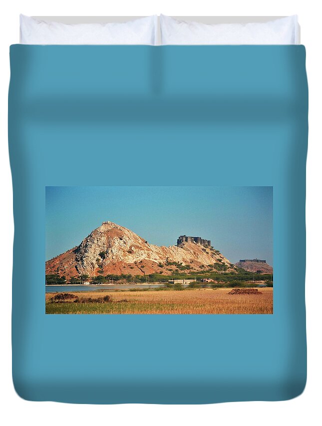 Fort Duvet Cover featuring the photograph Castle Fort on the Way to Jaipur - India by Kim Bemis