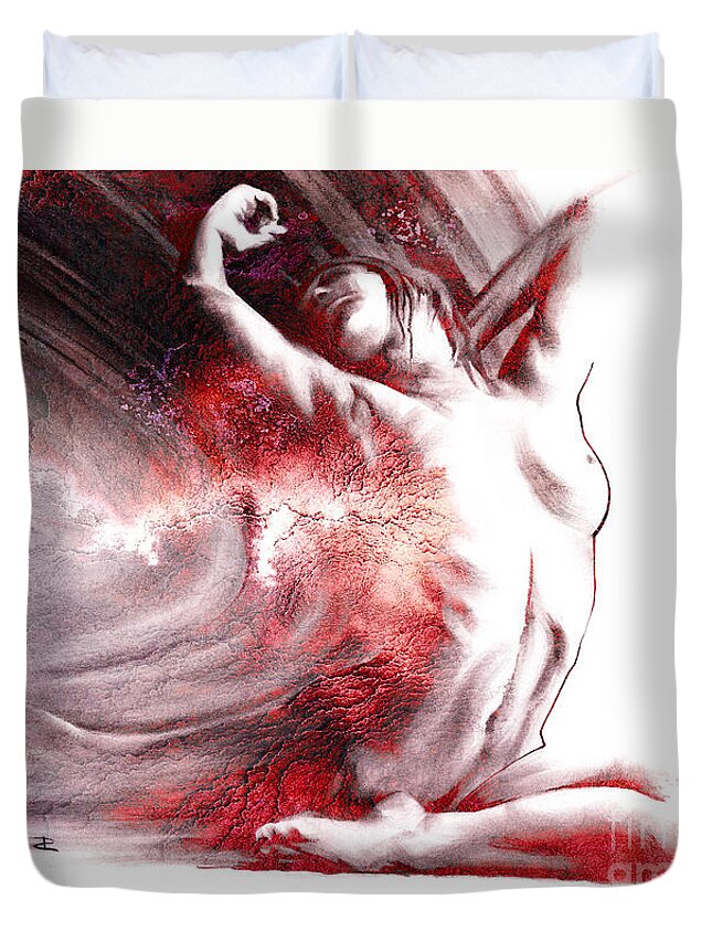 Chiaroscuro Duvet Cover featuring the drawing Fount iv textured by Paul Davenport