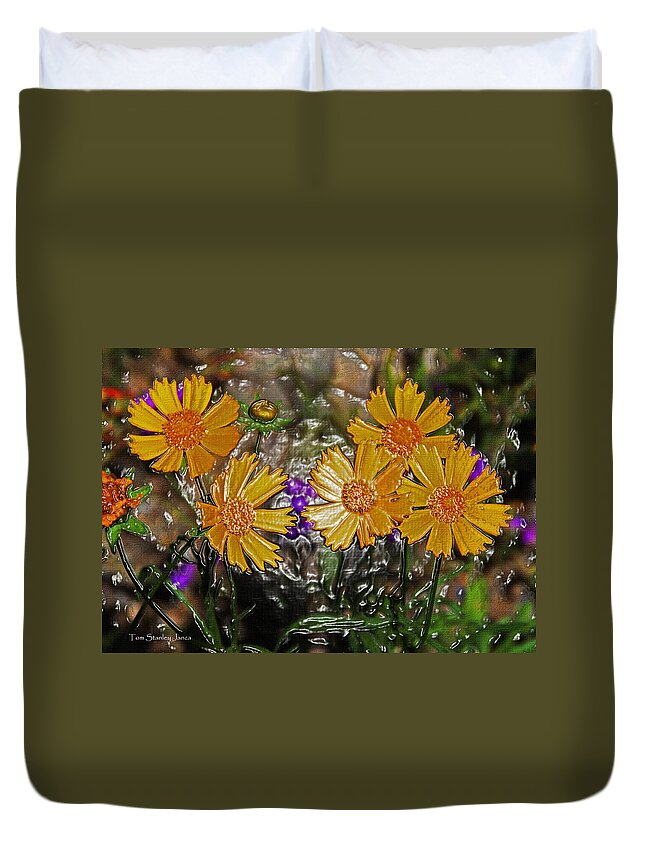 Five Flowers Duvet Cover featuring the photograph Five Flowers by Tom Janca