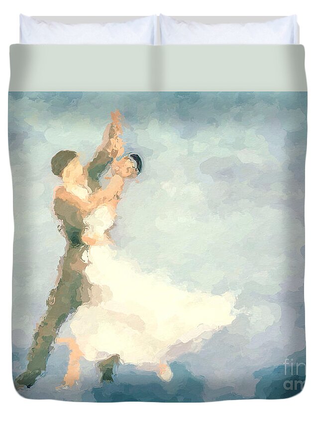 Foxtrot Painting Duvet Cover featuring the painting Foxtrot by John Edwards