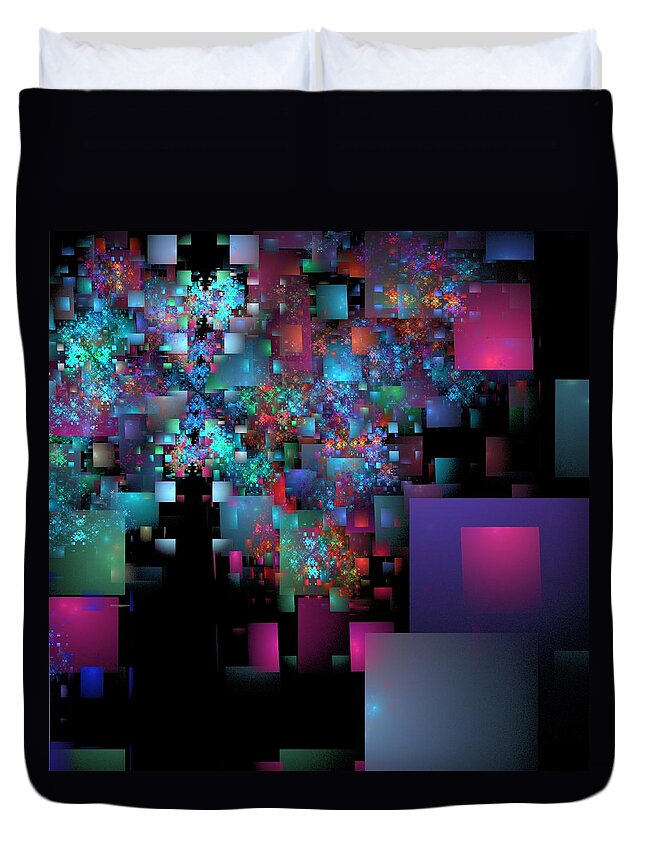 Fractal Duvet Cover featuring the digital art Fractal Confetti by Richard Ortolano