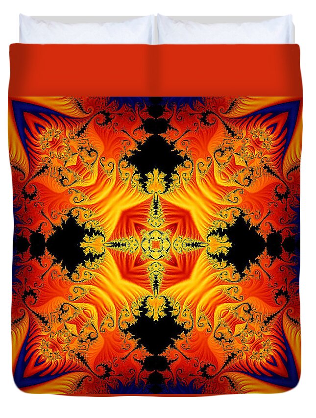 Kaleidoscope Duvet Cover featuring the digital art Fractal Flames No 1 by Charmaine Zoe