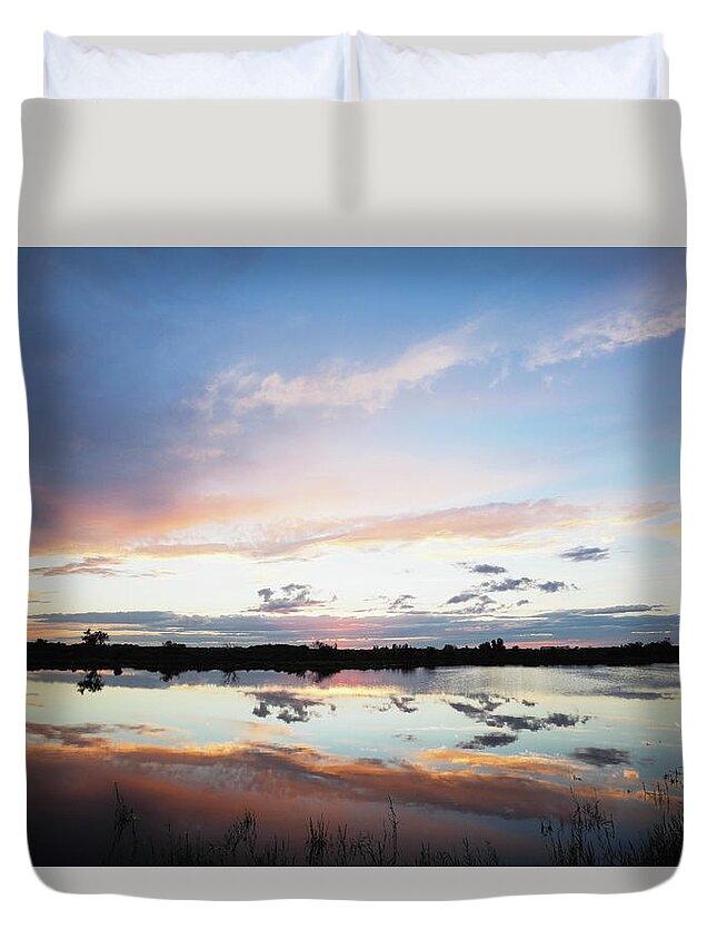 Tranquility Duvet Cover featuring the photograph France, View Of Saltwater Lagune At by Westend61