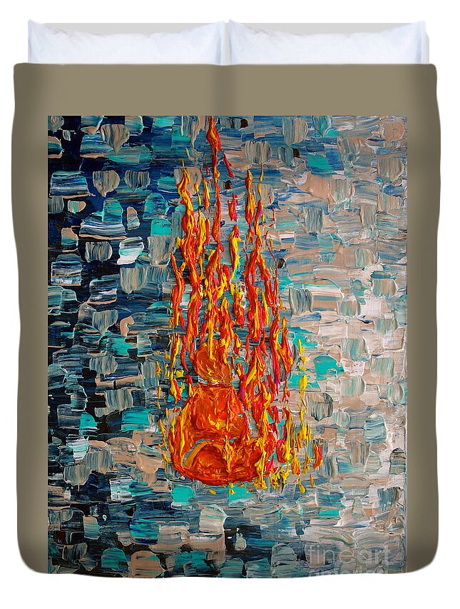 Self Immolated Duvet Cover featuring the painting Free Tibet by Jacqueline Athmann