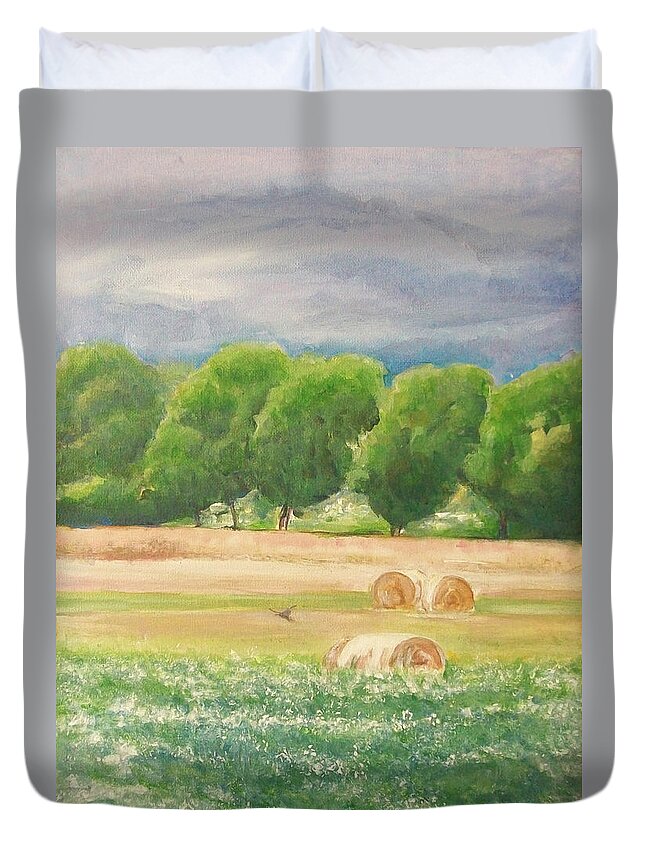 Landscape Duvet Cover featuring the painting Freedom by Jane See
