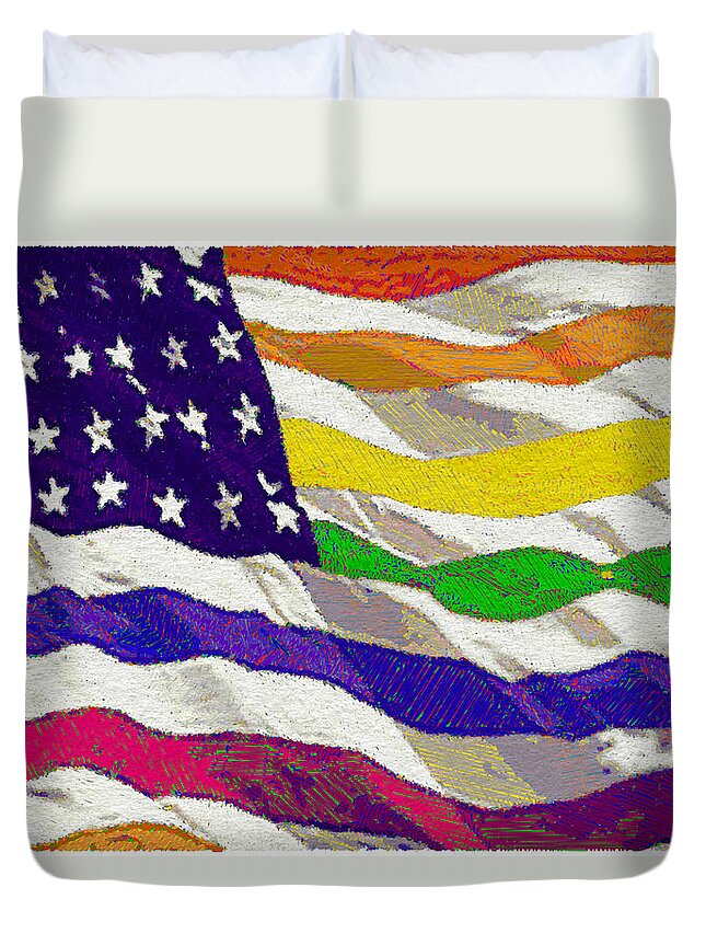 Flag Duvet Cover featuring the painting Freedom by Tony Rubino