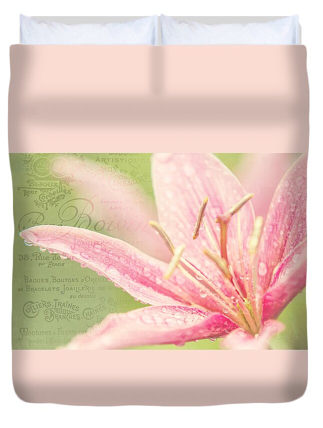 Lily Duvet Cover featuring the photograph French Nostalgic Lilies by Jenny Rainbow