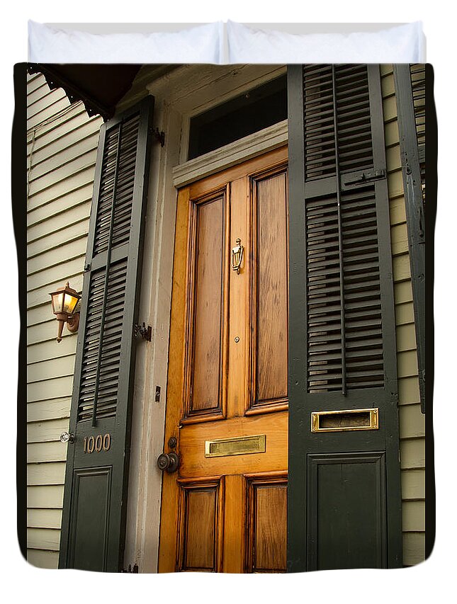 New Orleans Duvet Cover featuring the photograph French Quarter Door - 12 by Susie Hoffpauir