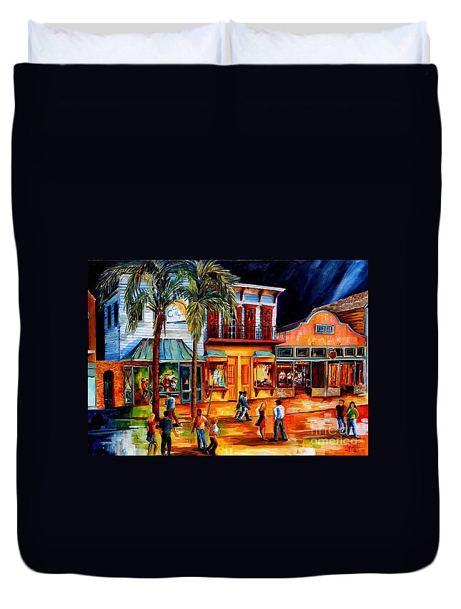New Orleans Duvet Cover featuring the painting Frenchmen Street Night by Diane Millsap