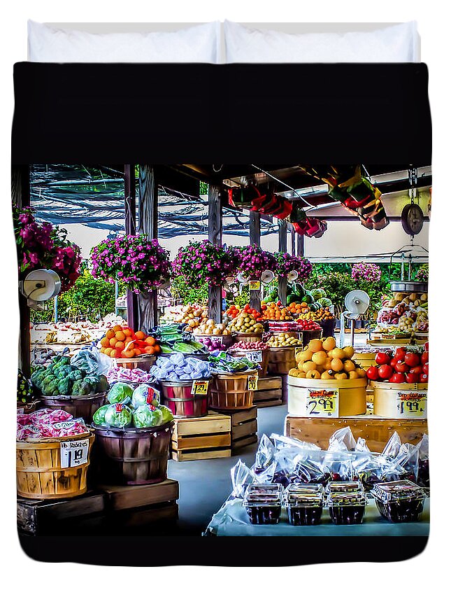 Farmer's Markets Duvet Cover featuring the photograph Fresh Market by Karen Wiles
