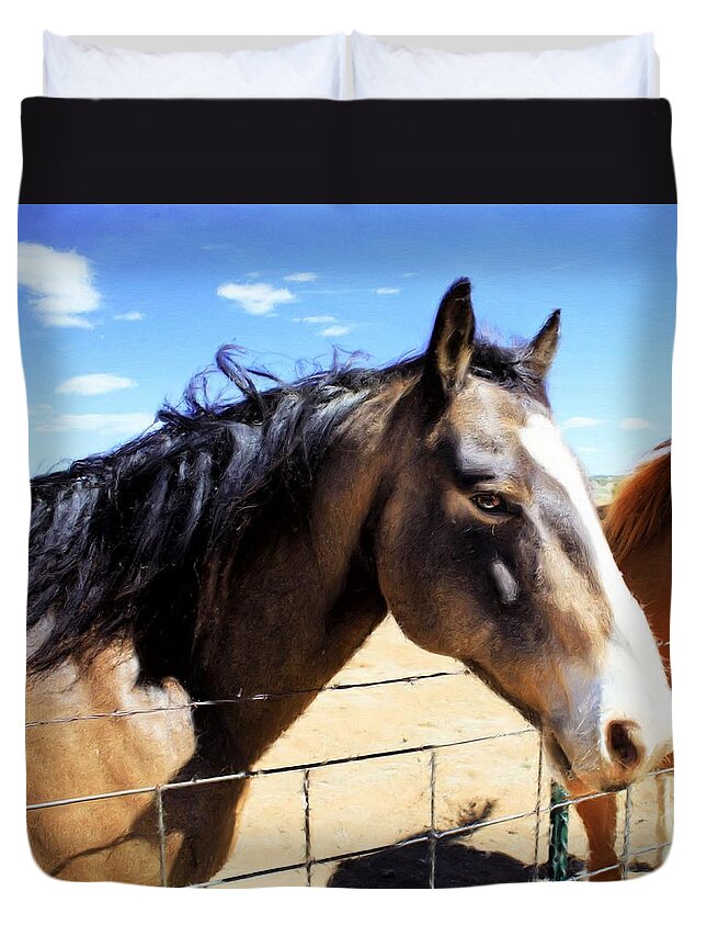 Horse Duvet Cover featuring the painting Working Horse by Jim Buchanan
