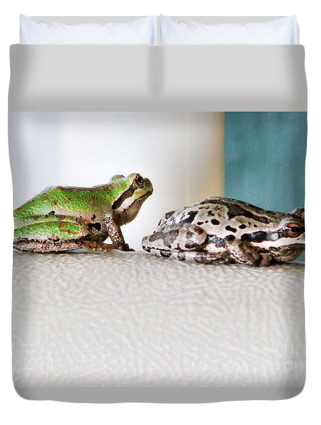 Frog Duvet Cover featuring the photograph Frog Flatulence - A Case Study by Rory Siegel