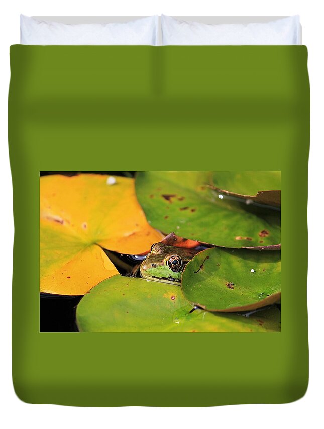 Frog Duvet Cover featuring the photograph Frog Pond 3 by Michael Saunders