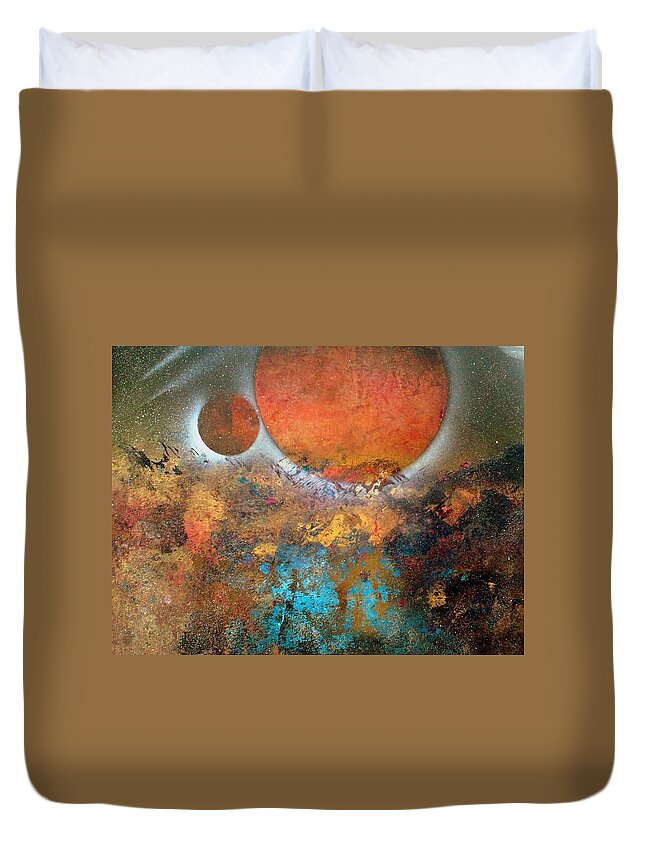 Abstract Duvet Cover featuring the painting From Planet's View by Gerry Smith