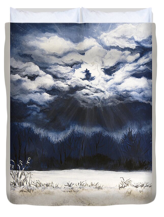 Clouds Duvet Cover featuring the painting From the Midnight Sky by Mary Palmer