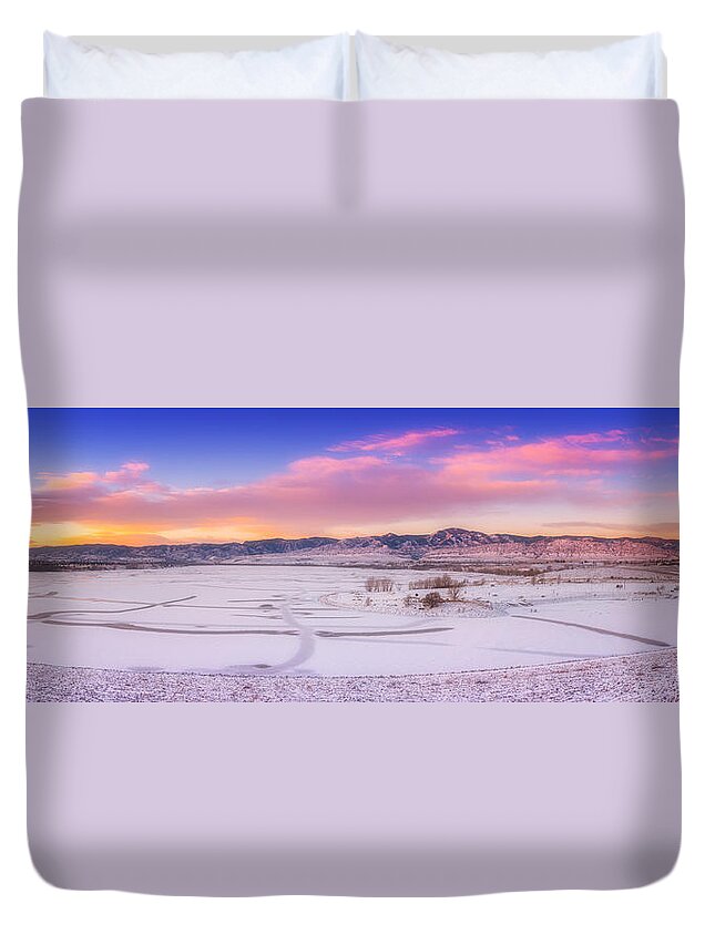 New Years Day Duvet Cover featuring the photograph Front Range Sunrise by Darren White