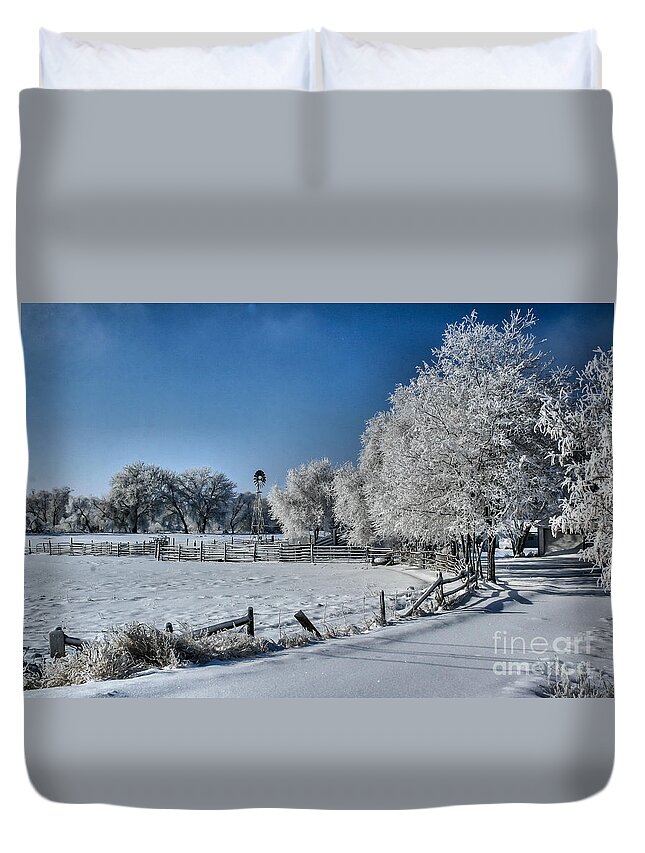 Nature Duvet Cover featuring the photograph Frosty Morning by Steven Reed