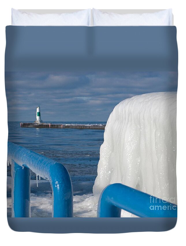 Ice Duvet Cover featuring the photograph Frozen by Ann Horn
