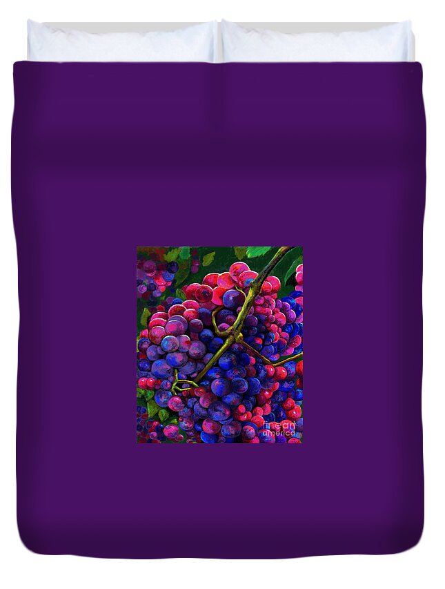Grapes Duvet Cover featuring the painting Fruit Full by Jackie Case